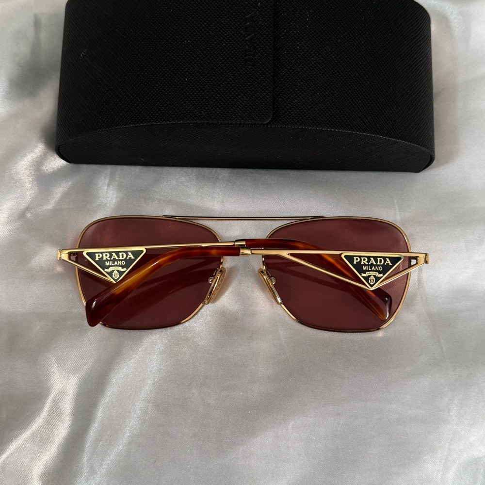Prada Gold and Red Women's Sunglasses